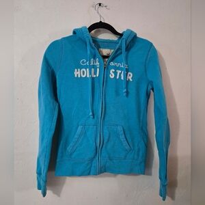 Hollister Bright Teal Fleece Zip Hoodie